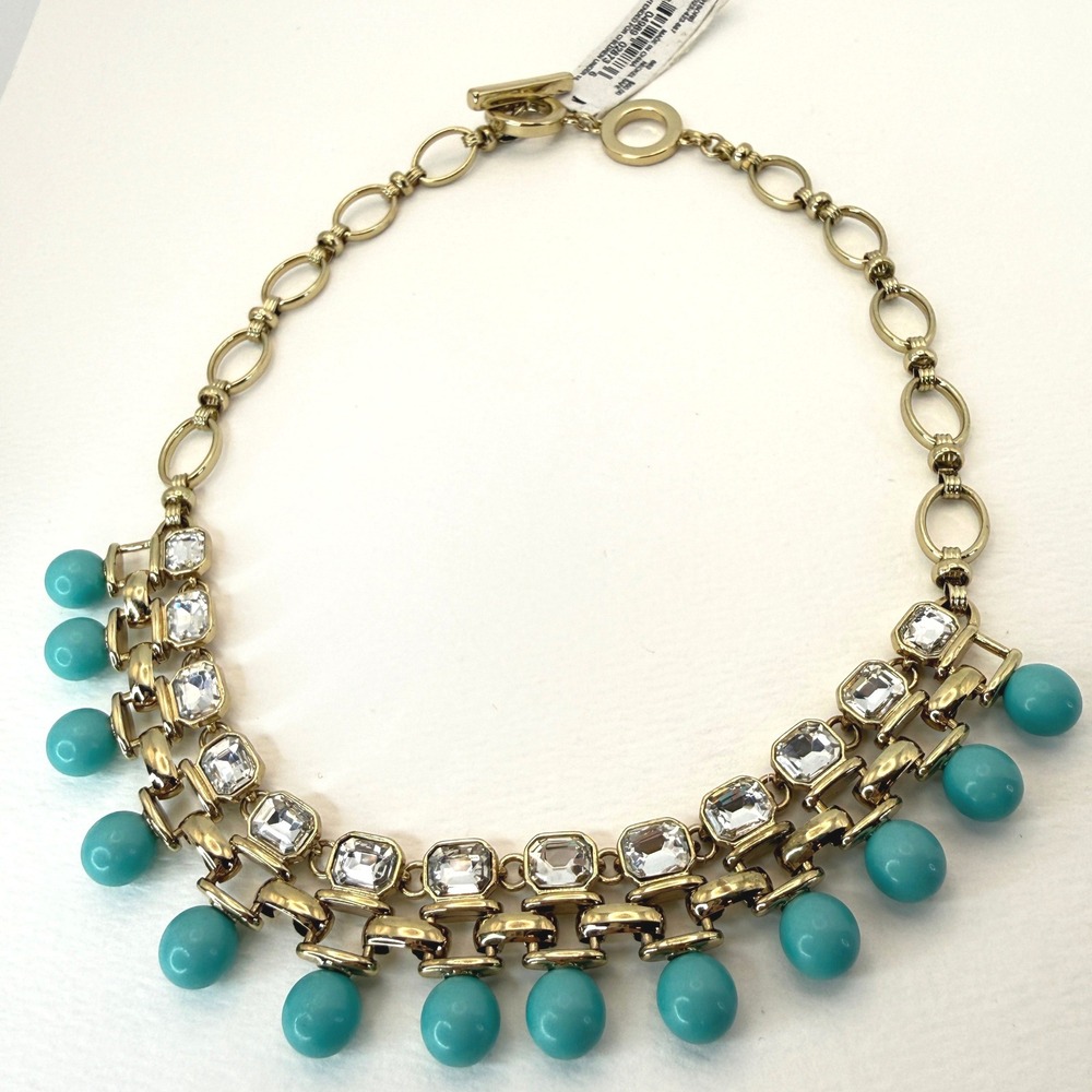 Anne Klein Necklace Bead Statement Collar Toggle Gold Tone NEW